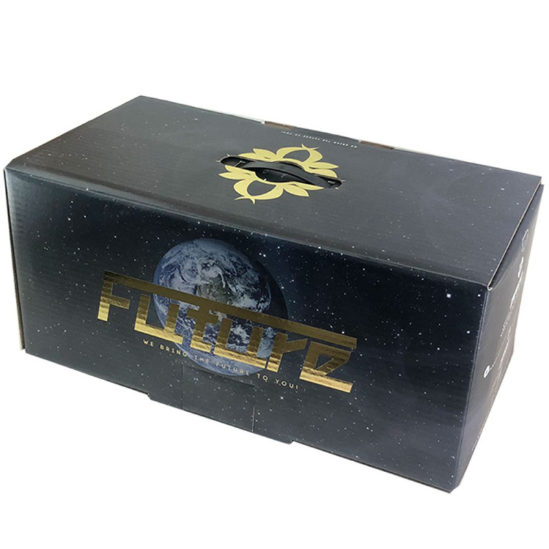 Narguile Amazon Future Preto Onix Amarelo Metal Preto Vaso Transparente Rigado