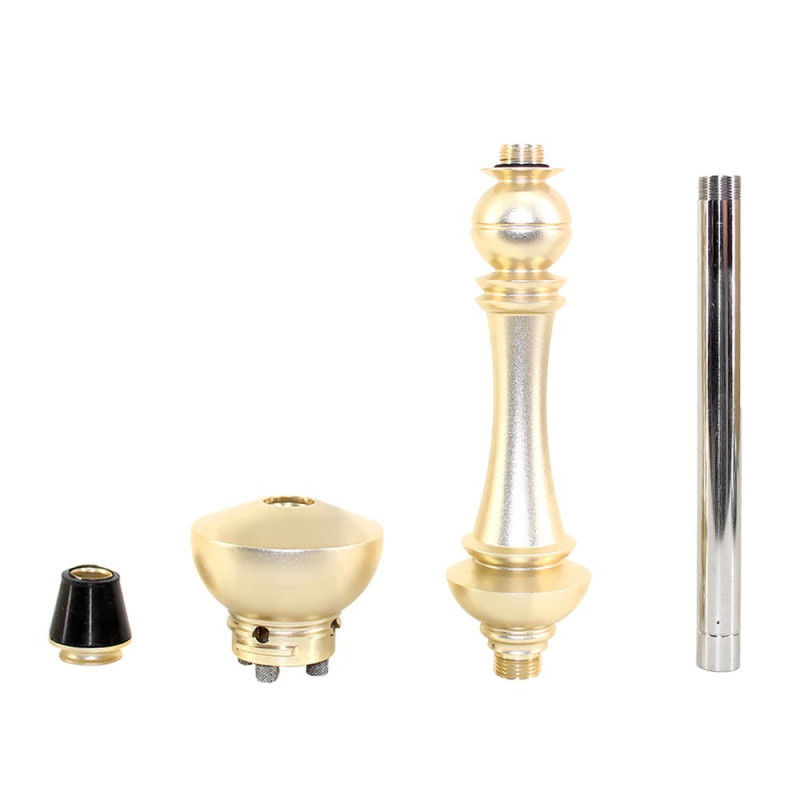 Narguile Sultan Miid Médio Completo Champagne Dourado + Rosh Seven